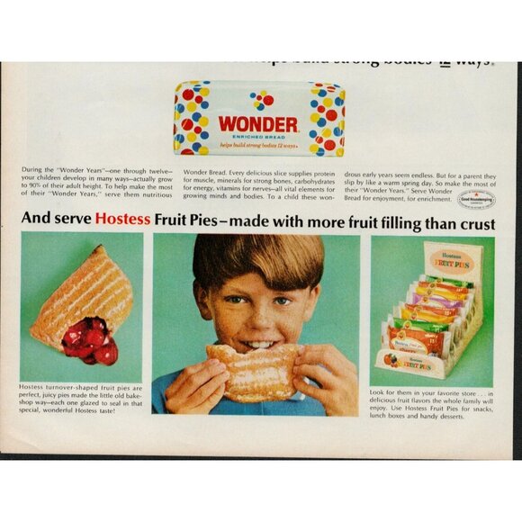 1966 Wonder Bread, Hostess Fruit Pies Vintage Print Ad (L4) - Picture 3 of 3